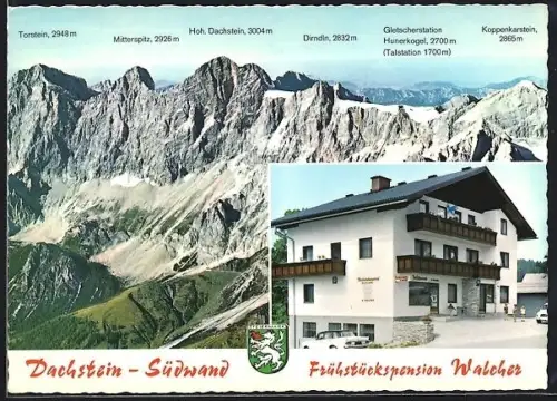 AK Ramsau am Dachstein, Frühstückspension Walcher, Dachstein-Südwand, Wappen