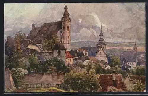 Künstler-AK Fritz Lach: Krems an der Donau, Sicht über den Ort