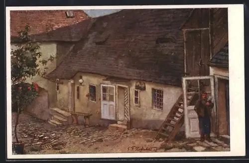 Künstler-AK Neustift a. W., Bauernhof