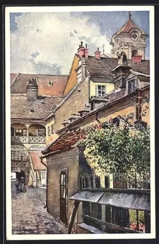 Künstler-AK Wien, Alter Hof mit Ulrichkirche