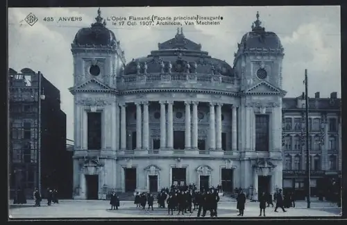 AK Anvers, L`Opéra Flamand in augurée 1907