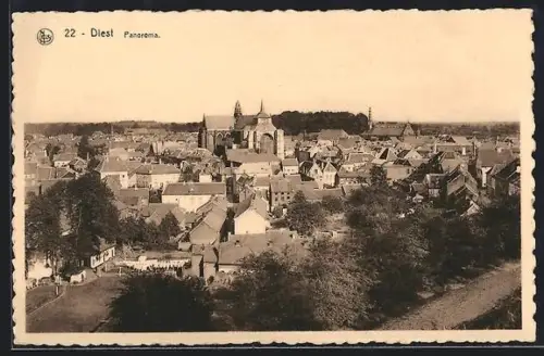 AK Diest, Panorama mit Kirche