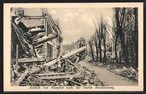 AK Nieuport, Ortsansicht nach Beschiessung