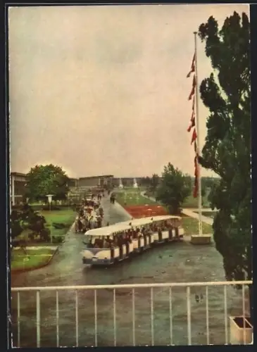 AK Erfurt, 1. Internationale Gartenbauausstellung der sozialistischen Länder 1961, Bahn auf dem Ausstellungsgelände