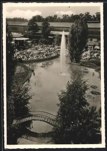 AK Hannover, Deutsche Industriemesse, Fontäne auf dem Messegelände