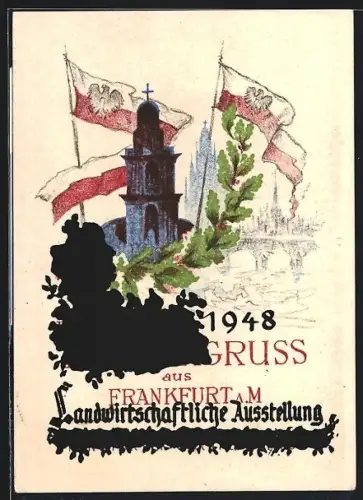 Künstler-AK Frankfurt a. M., Landwirtschaftliche Ausstellung 1948, Kirche