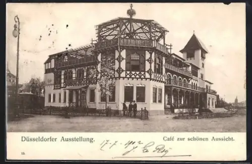 AK Düsseldorf, Café zur schönen Aussicht in der Ausstellung