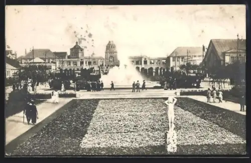 AK Leipzig, Weltausstellung f. Buchgewerbe & Grafik 1914, Blick z. Völkerschlachtdenkmal