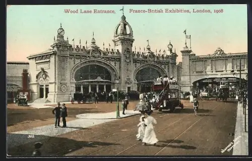 AK London, Franco-British Exhibition 1908, Wood Lane Entrance, Ausstellung