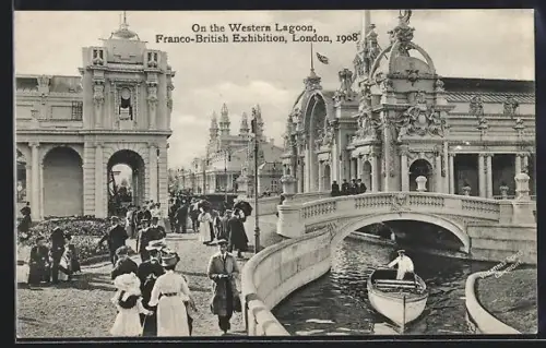 AK London, Franco-British Exhibition 1908, On the Western Lagoon