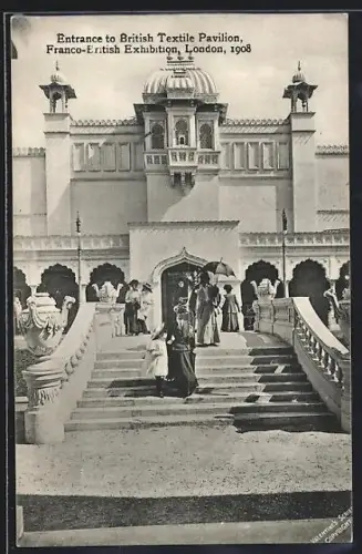 AK London, Franco-British Exhibition 1908, Entrance to British Textile Pavilion