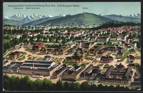 AK Bern, Schweizerische Landesausstellung 1914, Ansicht gegen Süden