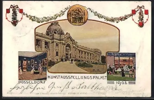 Künstler-AK Düsseldorf, Kunstausstellung 1902, Kunstausstellungspalast