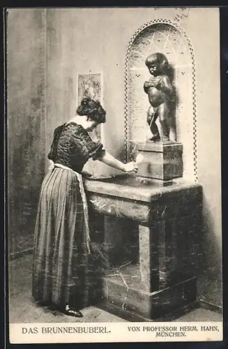 AK München, Das Brunnenbuberl, von Professor Herm. Hahn