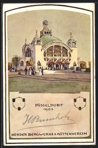 AK Düsseldorf, Ausstellung 1902, Hörder Bergwerks & Hüttenverein, Ausstellungshaus