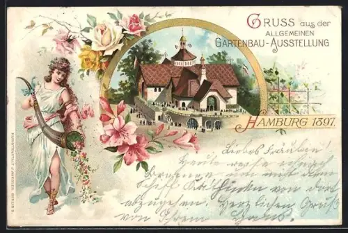 Lithographie Hamburg, Allgemeine Gartenbau-Ausstellung 1897