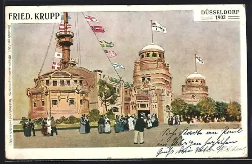 AK Düsseldorf, Exposition d`Industrie et d`Art 1902, Ausstellungsgelände, Fried. Krupp