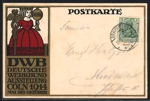 AK Köln, DWB Deutsche Werkbund Ausstellung 1914, Königin mit Reichsapfel und Zepter