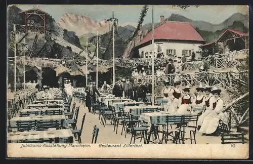 AK Mannheim, Intern. Kunst u. Grosse Gartenbau-Ausstellung, Jubiläums-Ausstellung 1907, Restaurant Zillerthal