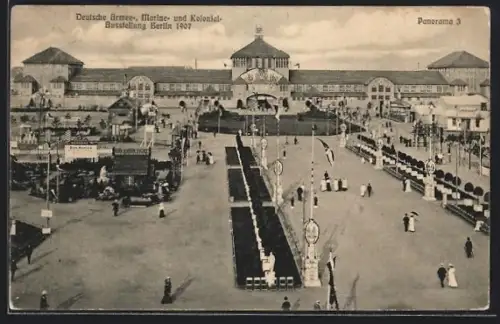 AK Berlin, Deutsche Armee-, Marine- und Kolonial-Ausstellung 1907, Panorama 3