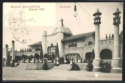 AK Dresden, deutsche Bauausstellung 1900, Blick zum Künstlerhaus