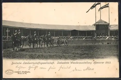 AK Hannover, Deutsche Landwirtschaftsgesellschaft, Siebzehnte Wanderausstellung 1903, Pferdegespann