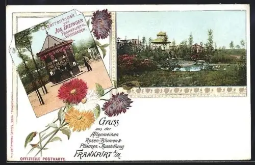 AK Frankfurt, Allg. Rosen-Blumen- & Pflanzen-Ausstellung, Cigarrenkiosk