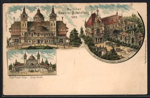 Lithographie Berlin, Berliner Gewerbe-Ausstellung 1896, Bau- & Ingenierwesen-Ausstellung