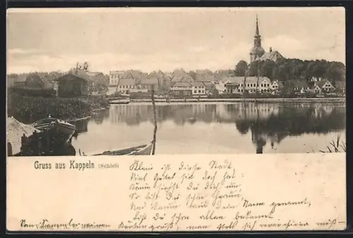 AK Kappeln /Schlei, Uferpartie mit Kirche