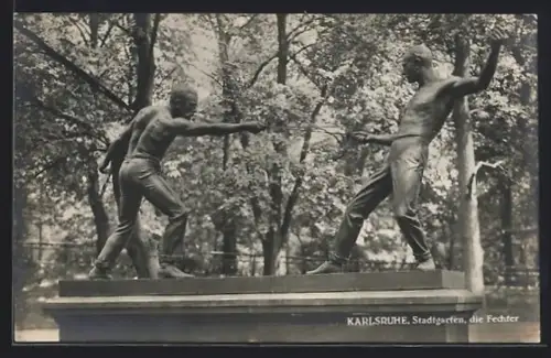 AK Karlsruhe, Die Fechter im Stadtgarten