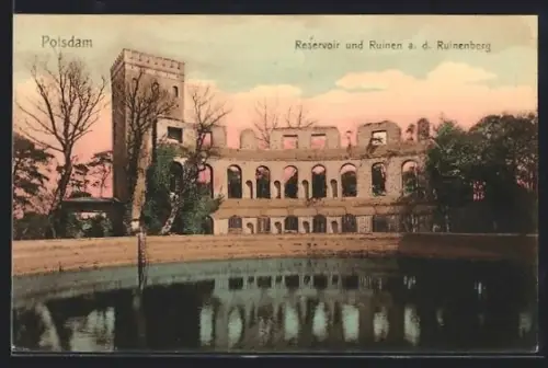 AK Potsdam, Reservoir und Ruinen auf dem Ruinenberg