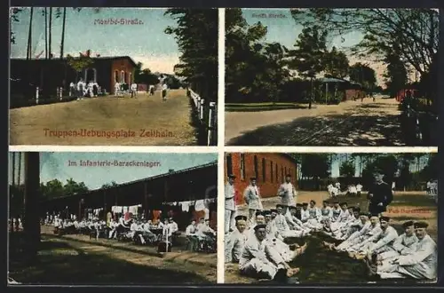 AK Zeithain, Truppen-Übungsplatz, Montbe-Strasse, Fuss-Durchsicht, Im Infanterie-Barackenlager