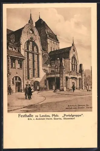 AK Landau, Pfalz, Festhalle, Portalgruppe