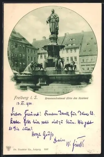 AK Freiberg i. S., Brunnendenkmal Otto des Reichen