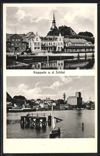 AK Kappeln a. d. Schlei, Rathaus, Hafen, Schleiansicht