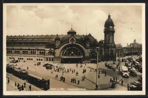 AK Köln a. Rh., Hauptbahnhof mit Strassenbahn
