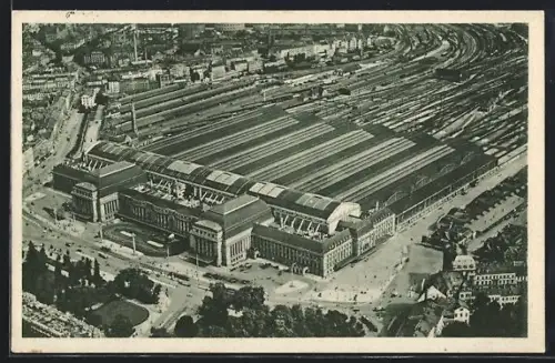 AK Leipzig, Hauptbahnhof, Luftaufnahme