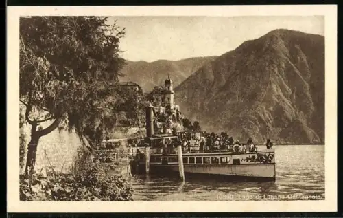 AK Castagnola, Panorama mit Dampfer