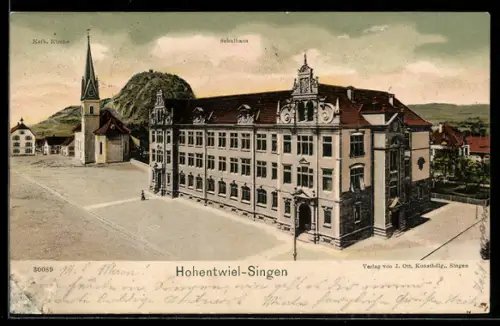 AK Hohentwiel-Singen, Schulhaus, Kath. Kirche
