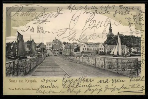 AK Kappeln, Stadtpartie mit Wasseransicht, schöner Rahmen