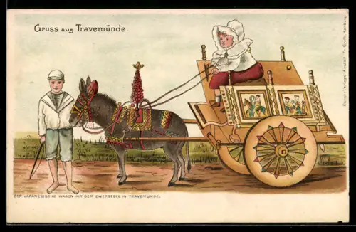 Lithographie Travemünde, Der japanische Wagen mit dem Zwergesel