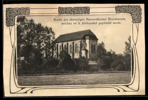 AK Brunshausen, Kirche des ehemaligen Nonnenklosters, Jugendstil-Rahmen