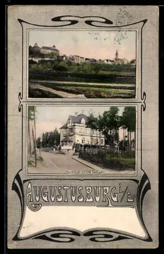 AK Augustusburg, Konditorei-Cafe Seeliger, Panorama