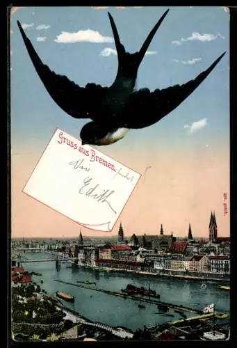 AK Bad Langenschwalbach, Ortsansicht mit Park, Teich und Schwalbe