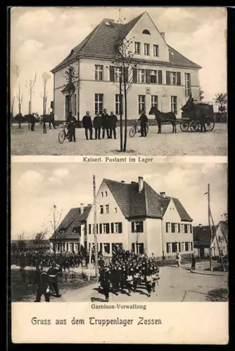 AK Zossen, Truppenlager, Kaiserliches Postamt im Lager, Garnison-Verwaltung