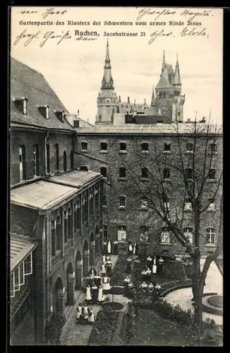 AK Aachen, Garten des Klosters der Schwestern vom armen Kinde Jesus, Jacobstrasse 21
