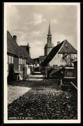 AK Kappeln, Strassenpartie mit Blick zur Kirche