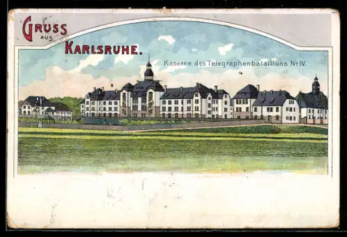 Lithographie Karlsruhe, Kaserne des Telegraphenbataillone Nr. IV