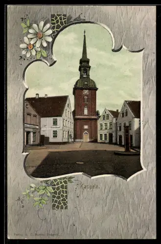 AK Kappeln, Kirche, Gasthaus, Lager J. Moses & Sohn