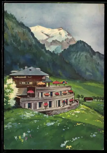 AK Bad Oberdorf-Hindelang, Terrassenhotel Alpenhof, Inh. Walter Wegener, Gebirgslandschaft